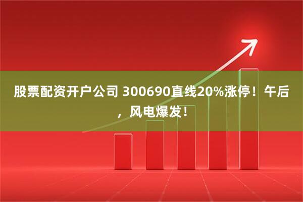 股票配资开户公司 300690直线20%涨停！午后，风电爆发！